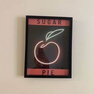 Sugar pie wall art neon light design with black frame